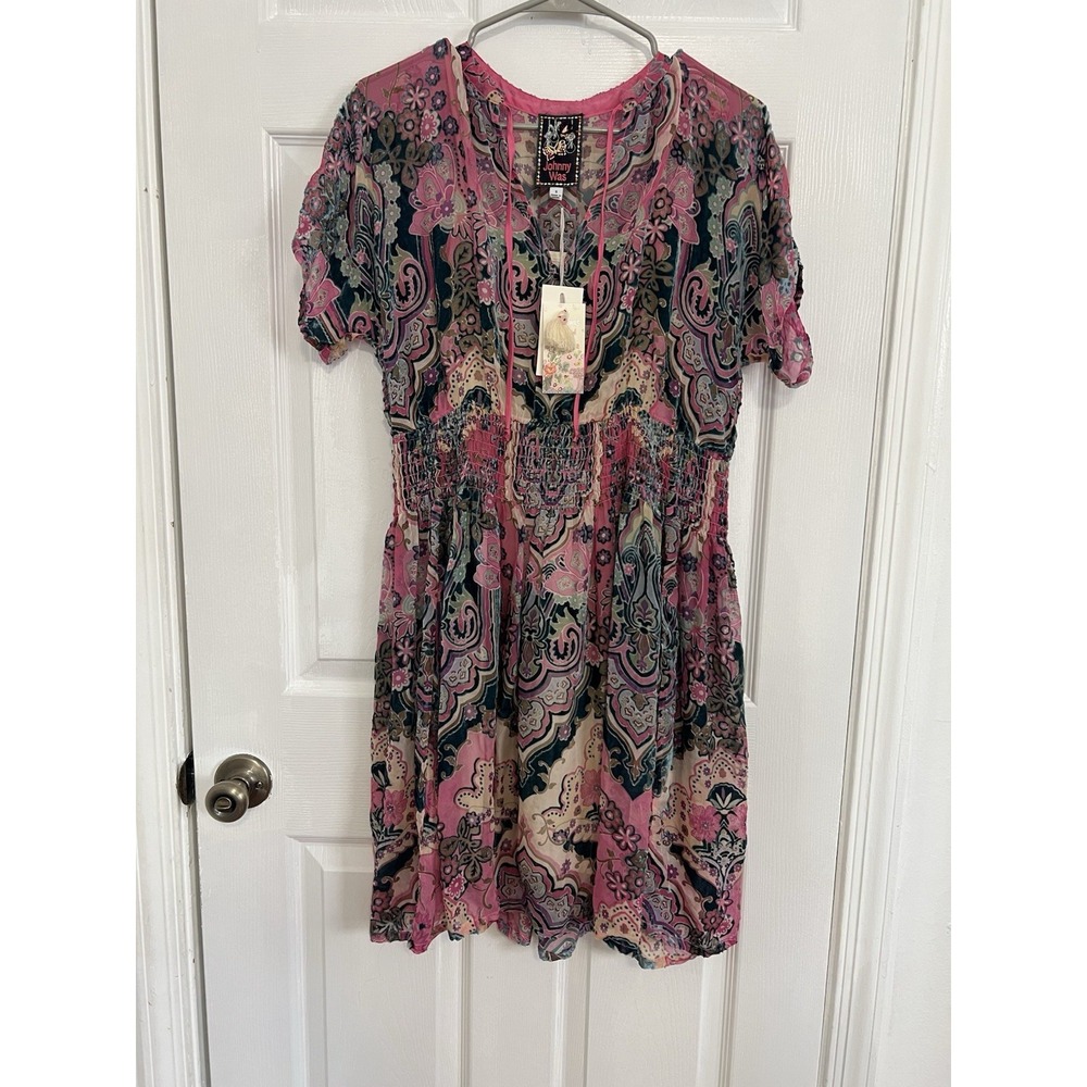 Johny Was Thia Burnout Dress Womens Size S Floral Boho Festival Sheer Luxe Chic - Picture 3 of 15